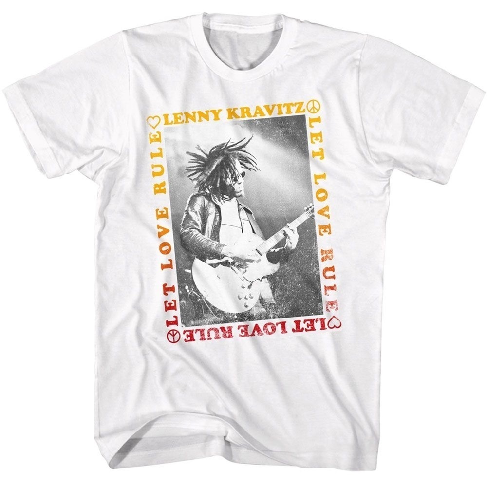 Lenny Kravitz Let Love Rule Border White Adult Tshirt